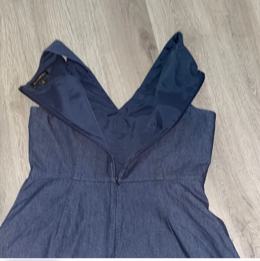 Elegant Blue Denim Banana Republic A-Line Midi Dress w/Pockets 10P - Picture 4 of 6